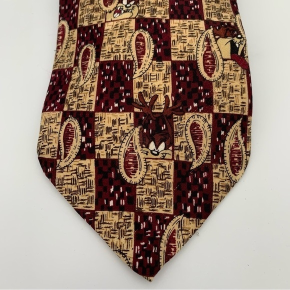 Vintage Looney Tunes Mania Tasmanian Devil 100% Silk Tie from 1995 - Picture 5 of 7